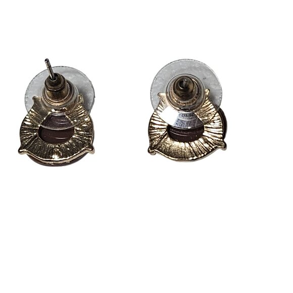 Vintage Chocolate Brown Acrylic Post Earrings Retro 50s 60s Fashion Jewelry - Picture 3 of 4